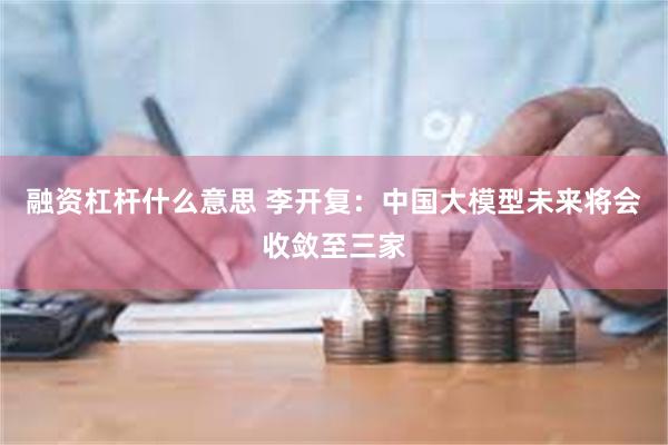 融资杠杆什么意思 李开复：中国大模型未来将会收敛至三家